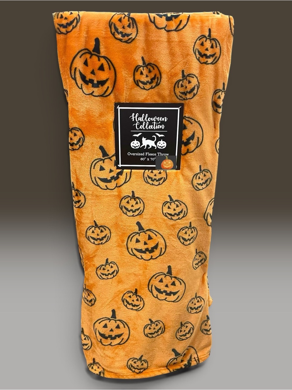 Halloween Plush Fleece Oversized Throw Orange Black Jack-'o-Lanterns Pumpkins 60
